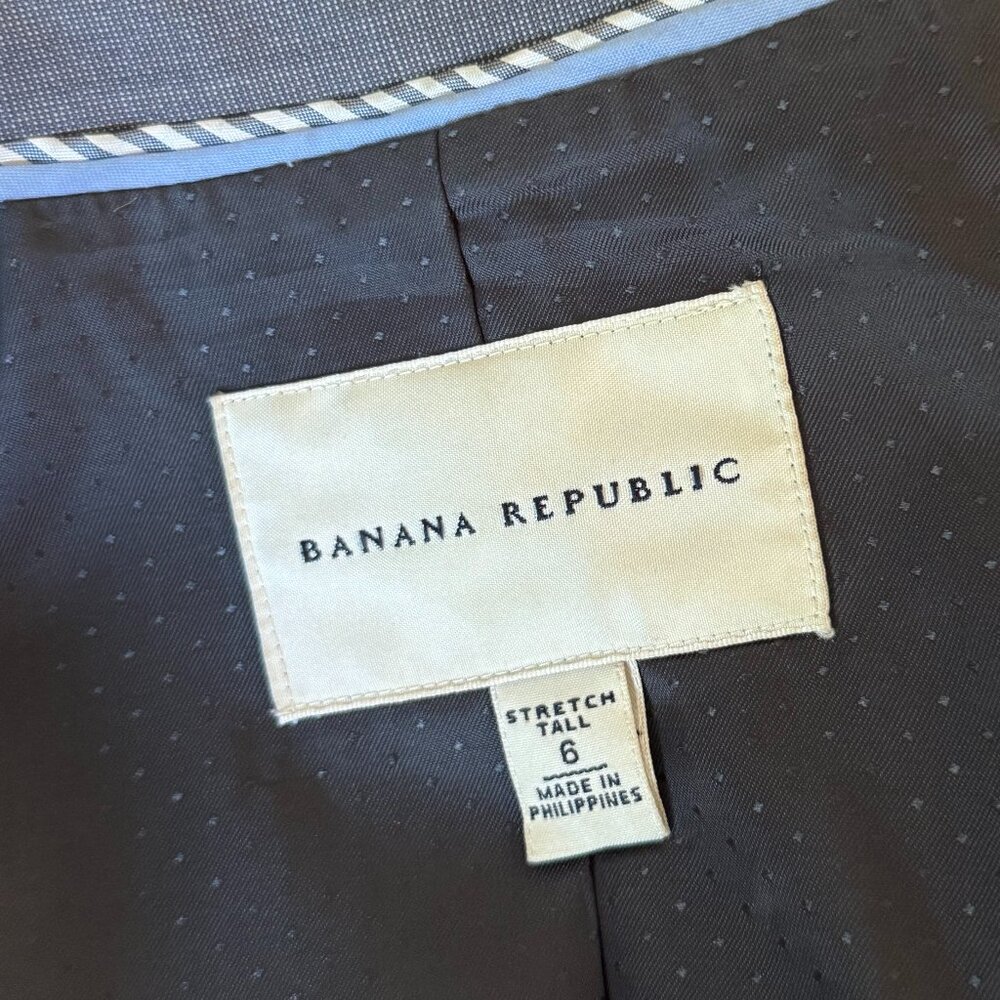 Banana Republic Gray Wool Blend Blazer Size 6 Tall | Tailored Career Jacket Mini - Picture 5 of 8